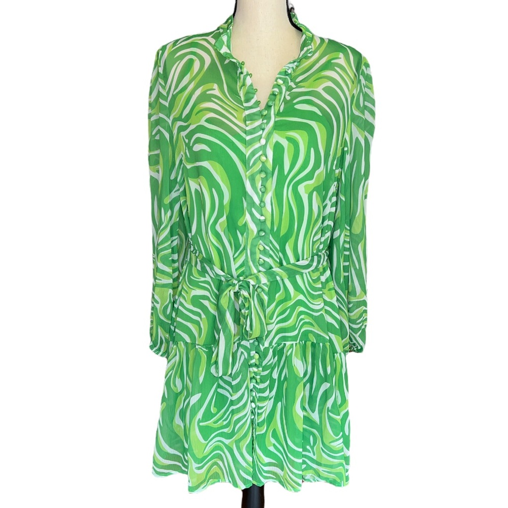 Choklate Green Patterned Belt Dress Size: Small